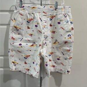 Lands' End White Women's Mid Rise Pull On Stretch Waist Graphic Print Shorts